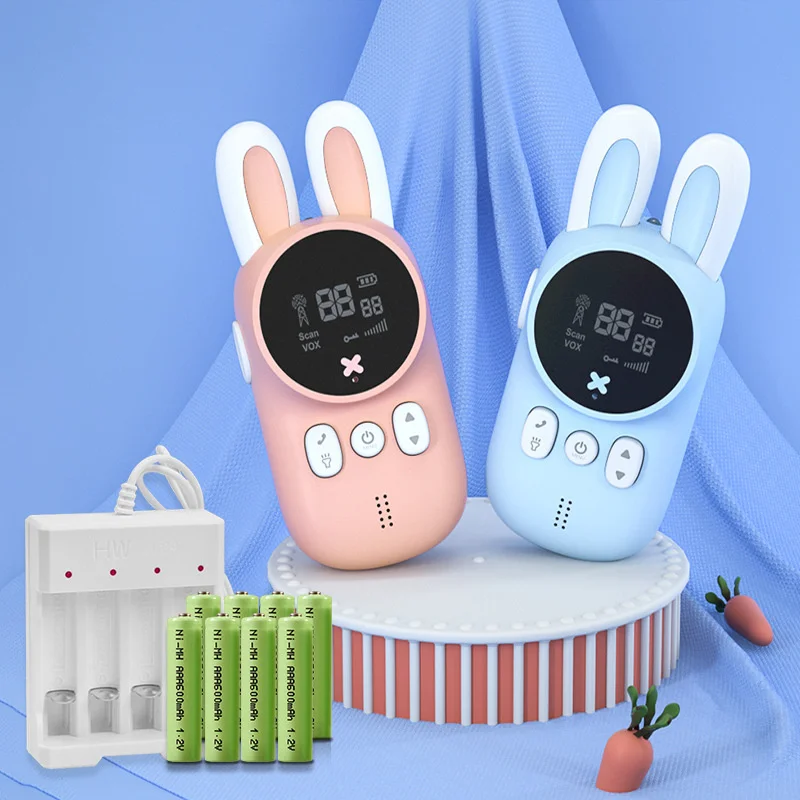 2pcs Children\'s walkie talkie set Portable Handheld Children s Mini Toys Transceiver 3KM Range UHF Radio Lanyard Interphone Bab