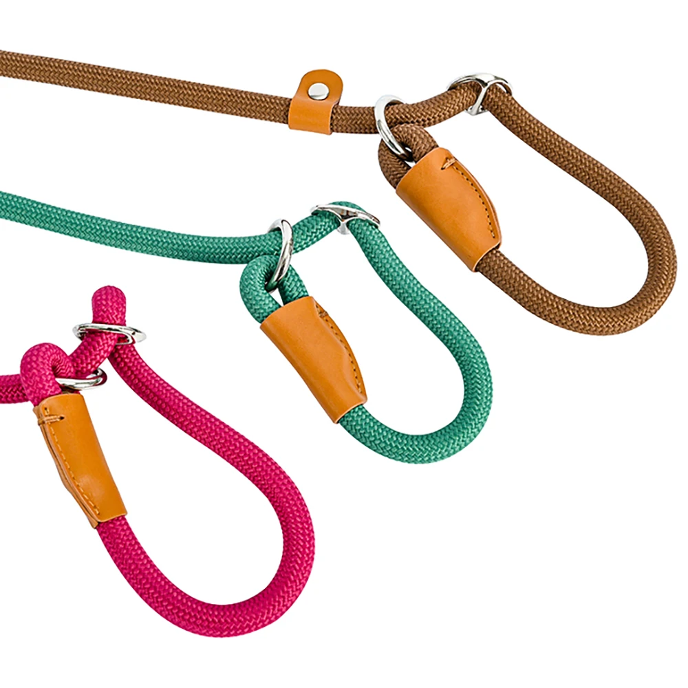 Bequemes langlebiges Nylon-Rutsch seil bestes Hunde leinen halsband verstellbare Gleit verschluss schlaufe mittlere bis große Leine für Hunde haustiere – Detail 4
