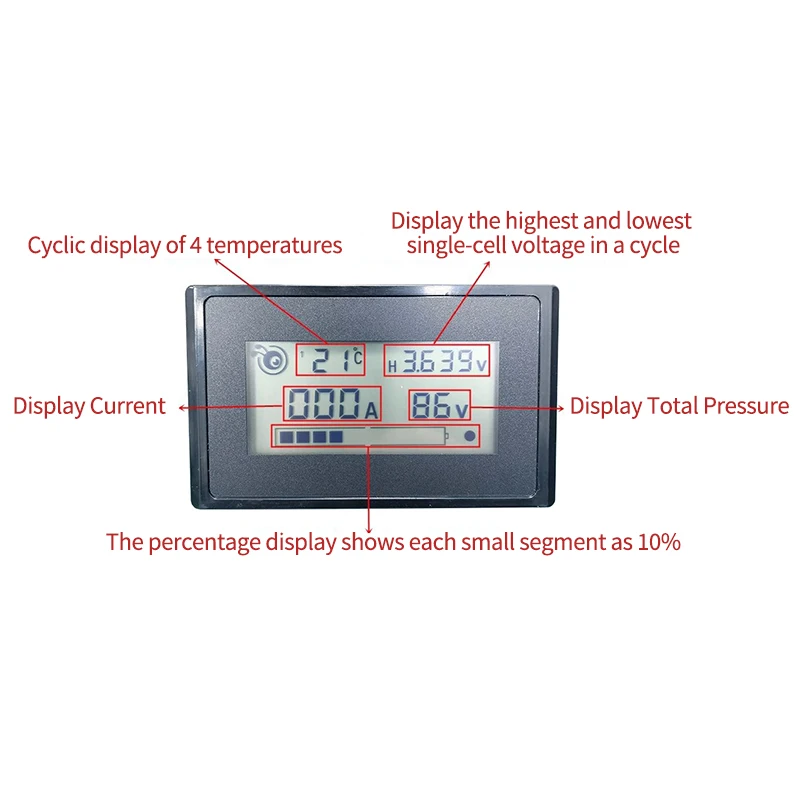 Accessori ANT BMS Display LCD batteria Display tensione da 3,8 pollici Cavo adattatore USB Modulo cavi PC da USB a UART RS485