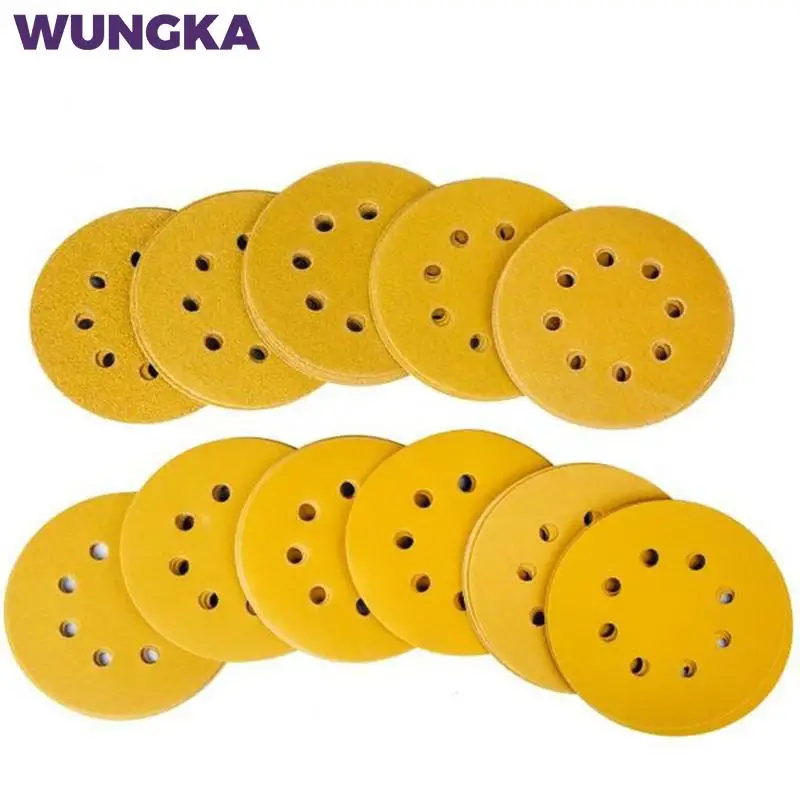 

10 Pcs 5 Inch 125MM 8 Holes Aluminium Oxide 60 to 1000 Grits Hook Loop Sandpaper Sanding Disc for Metal & Automotive Wood