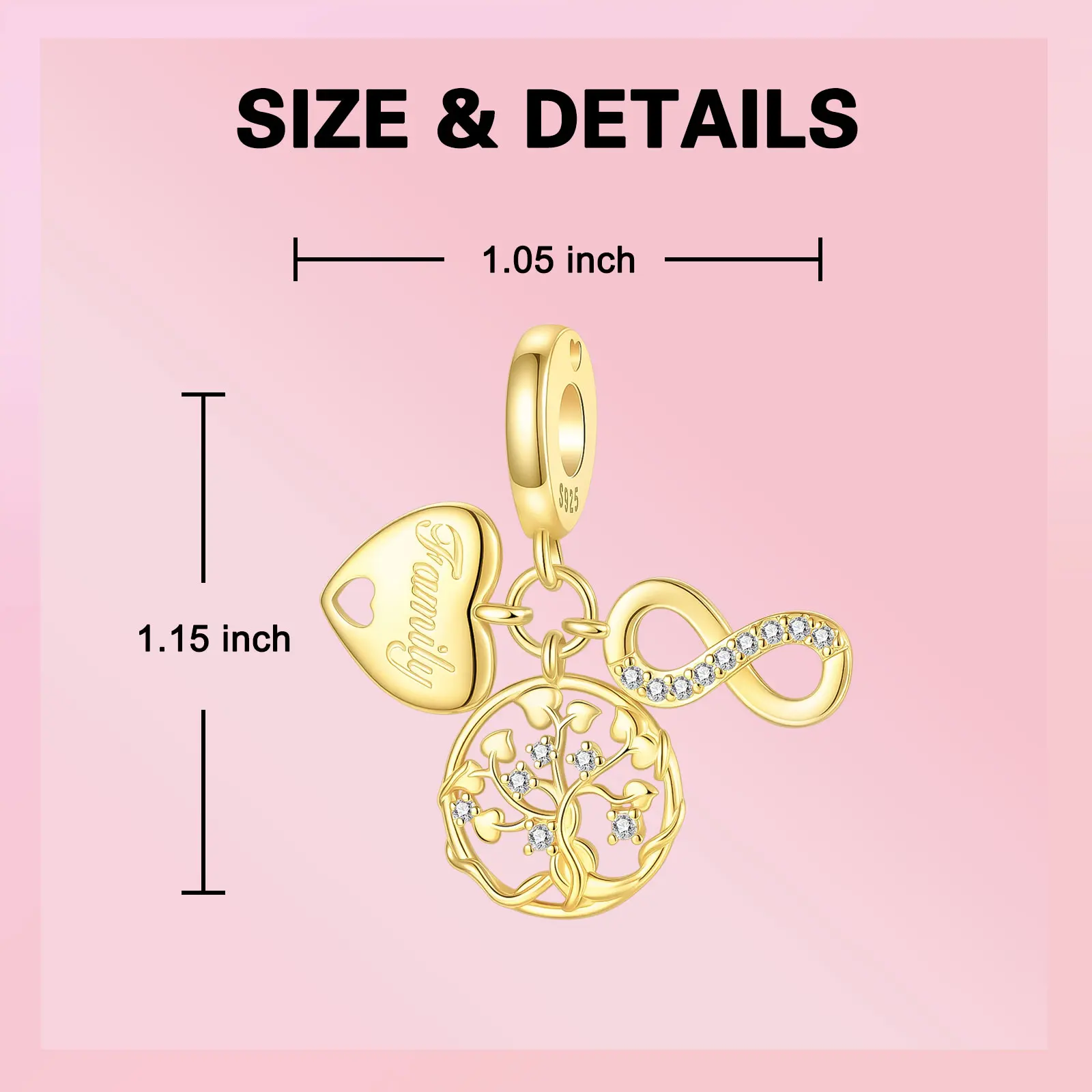 Gold Series Charms Bead Original 925 Sterling Silver Inlaid Zirconium Sun Leopard Pendants Fit Bracelet Jewelry Gift DIY Marking