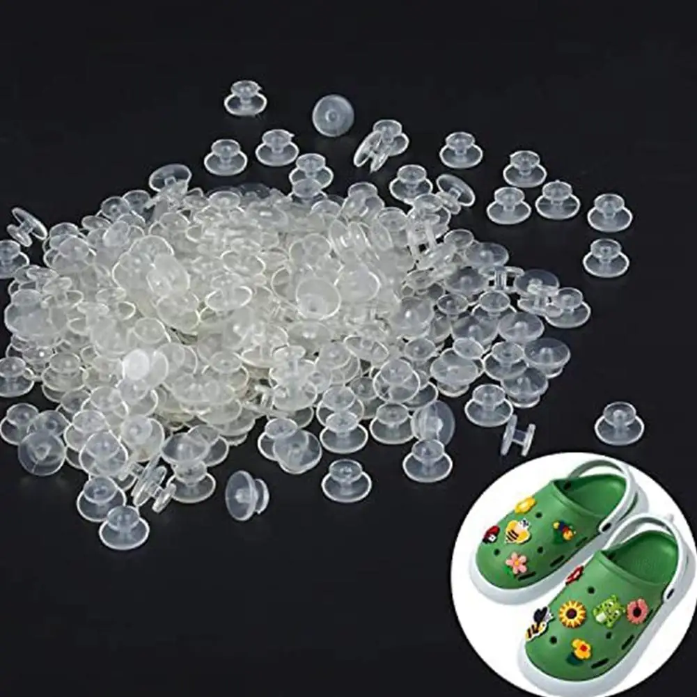 100PCS Plastic Buckles Ornaments For Croc Shoes Accessories DIY Shoes Buttons Lightweight Buckles Blcak Clear Wholeslae