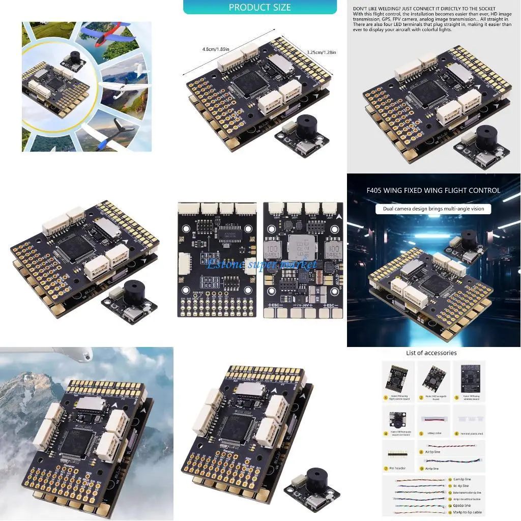 

090B HAKRC F405 Wing Aircraft Circuit Board 2-6S Flight Controller Builtin BEC