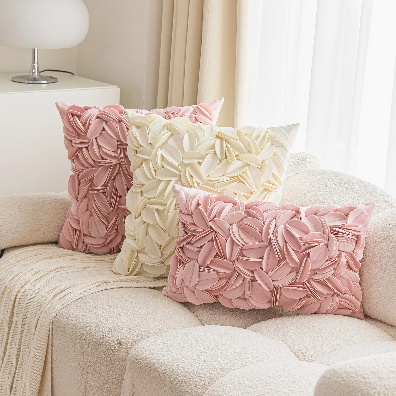 Set Di 2 Federe Per Cuscini 45x45 Cm In Velluto A Bolle – Morbide E Spesse Per Divano, Letto, Soggiorno – Rosa Pelle - 2