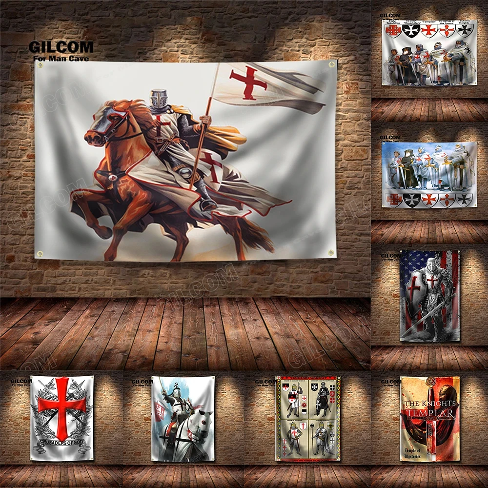 

3x5 Ft T-The Knights Templar Banners Rovers Racing Flag Polyester Printed Cars Flags for Room Garage Decor