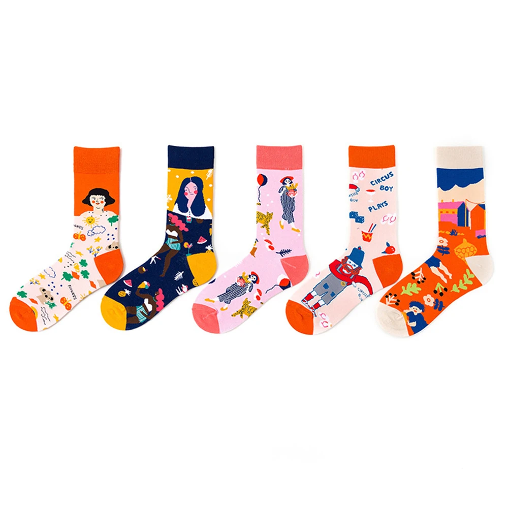 Ice Cream Clowns  The Sun Girl Greenhouse  Cartoon Color Jacquard fashion creative interest, couples in the tube socks C74