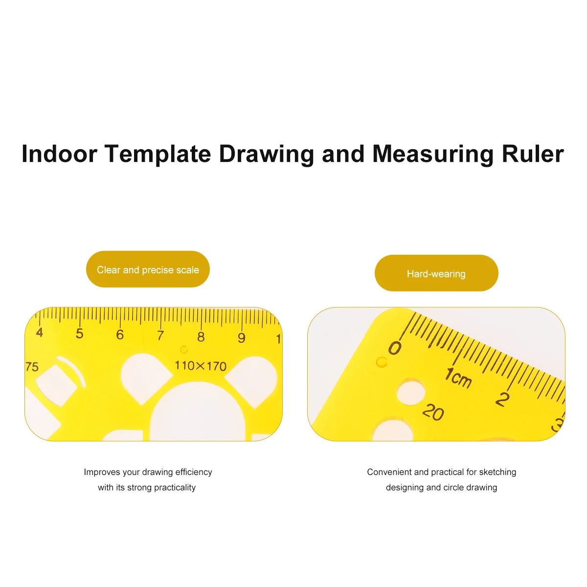 

Transparent Geometric Ruler Clear Scale Pattern Multi-Purpose Drawing Template For School Office Architecture Art Design