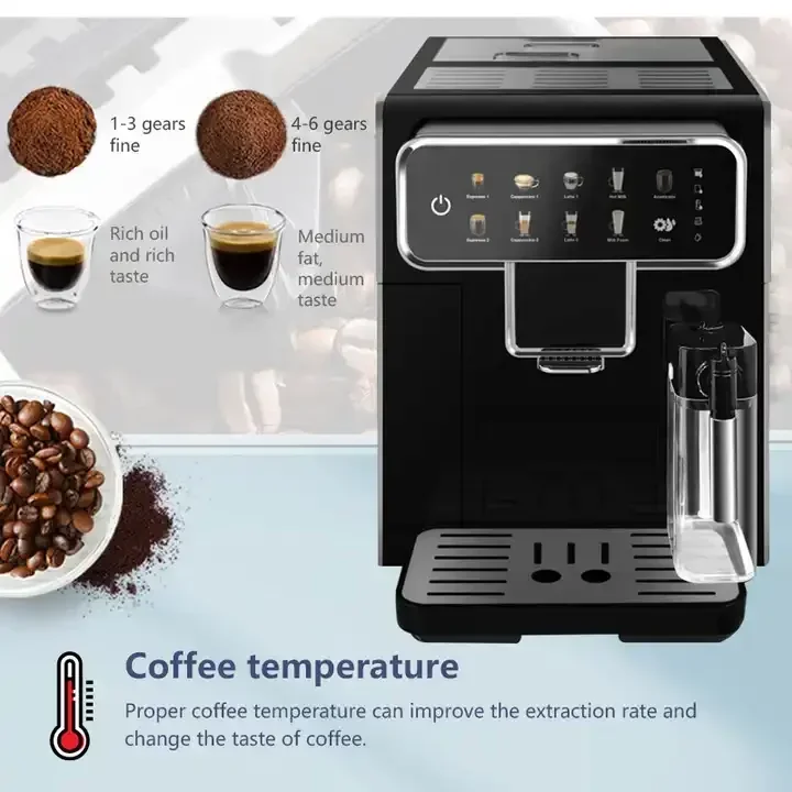 Smart Electric Automatic Coffee Maker Full Multifunctional Espresso Cappuccino Latte with Milk Tank for RV Use