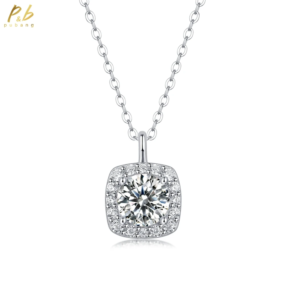 

PuBang Fine Jewelry Real 925 Sterling Silver 3EX VVS1 D Color 1CT Moissanite Diamonds Gems Luxury Pendant Necklace Wholesale