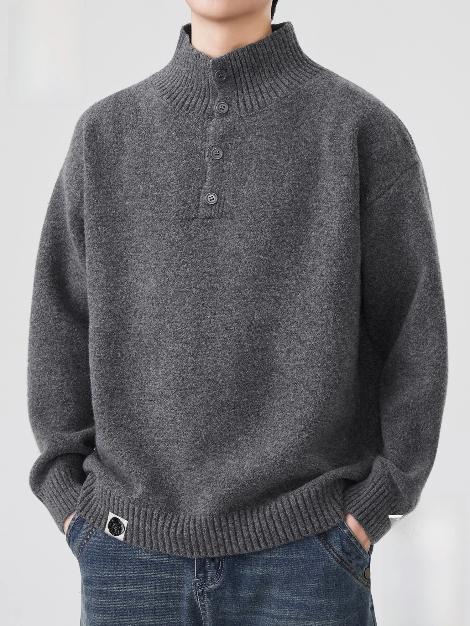 

Мужской зимний вязаный свитер Paul Frank: новый, теплый, повседневный, с высоким воротником, на молнии, в стиле Lazy Monkey