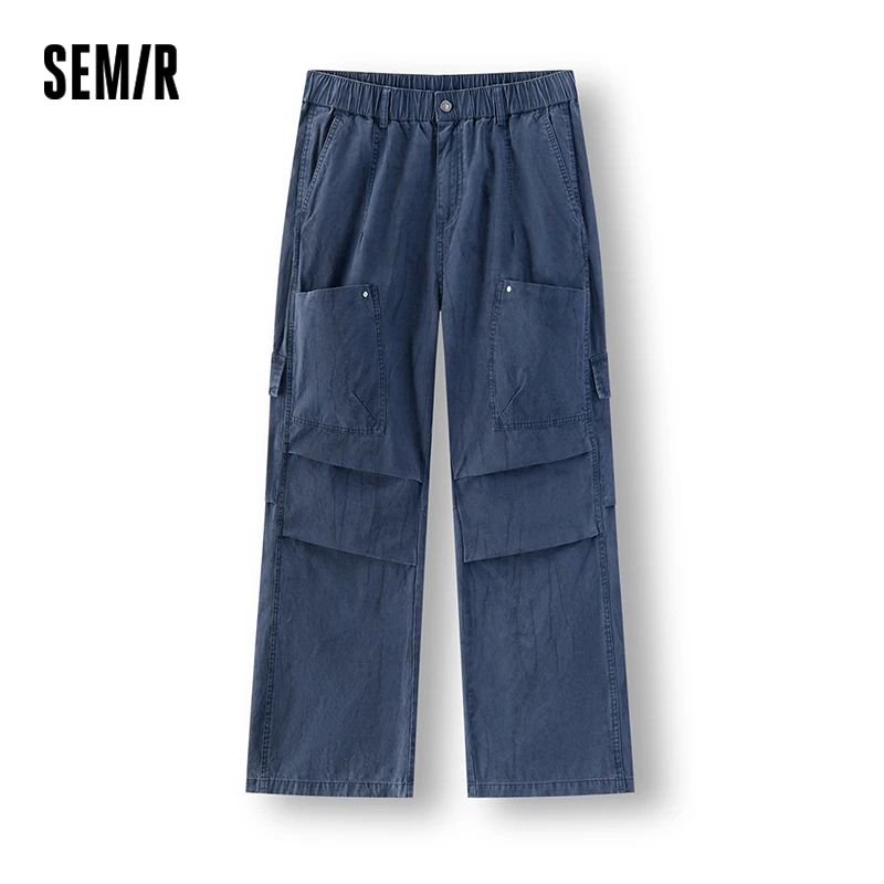Semir Men Pants Durable Cargo Parachute Gradient Twill Multi Pocket 2026 Autumn Workwear Style Long Trousers Daily Wear