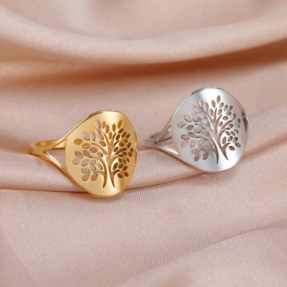 Dawapara Baum des Lebens Ring Hexerei Celtics Knoten Stammbaum Edelstahl Ring für Frauen Ehering Wicca Paar Schmuck – Detail 6