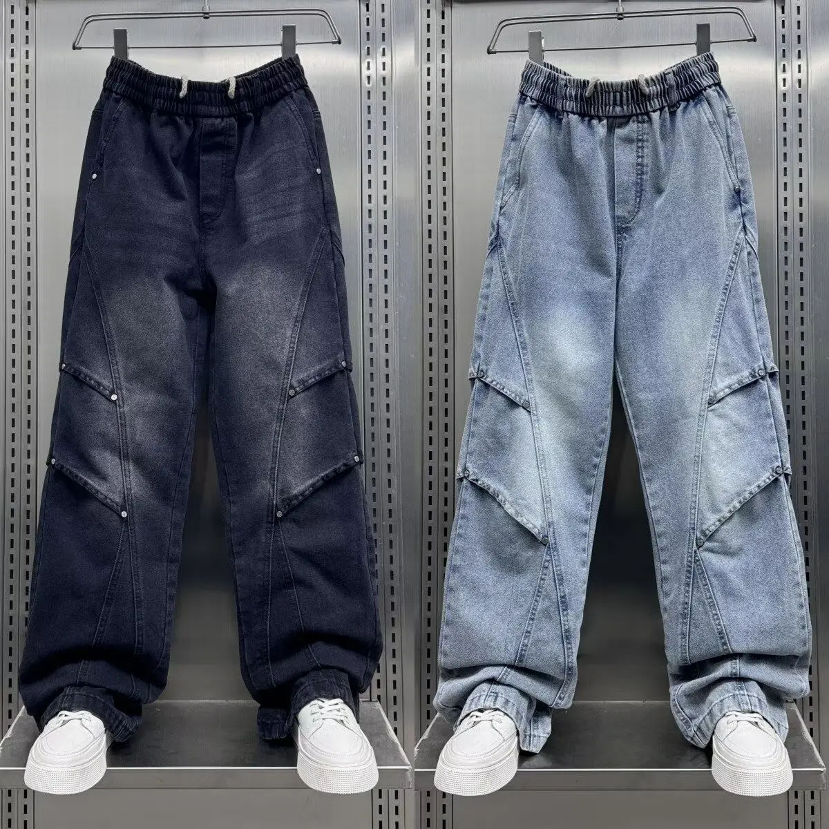 

Мужские джинсы American Sle Flared: осенне-зимние, свободные, прямые, повседневные, универсальные, удобные, со средней посадкой, на молнии и пуговицах