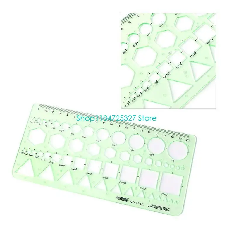 D8KF Plastic Circle Square Hexagon Geometric Template Ruler Stencil Measure Tool NEW