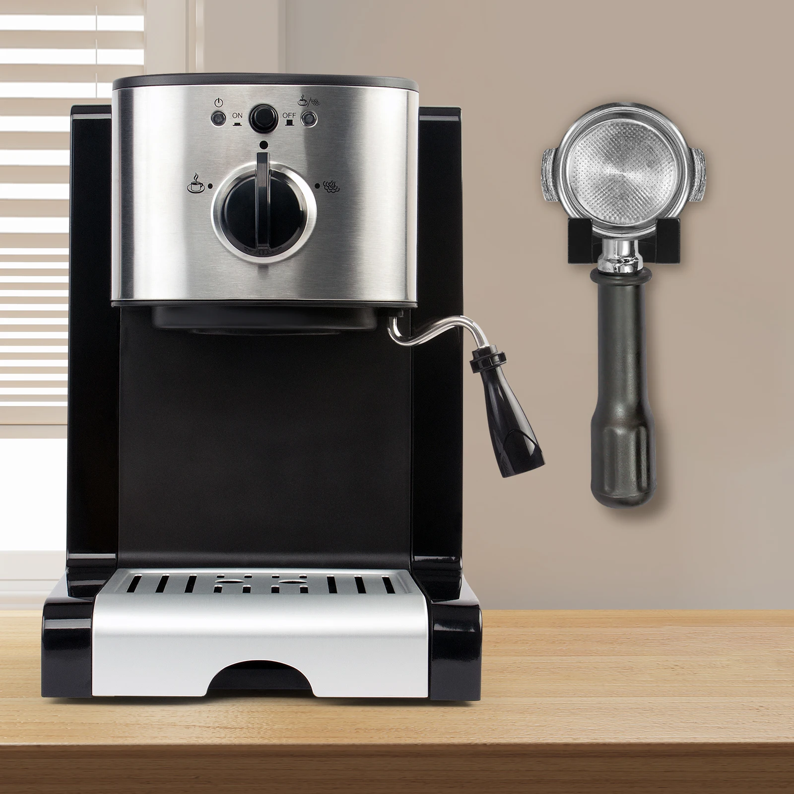 

Sleek Modern Aluminum Portafilter Holder Stand Espresso Machine Wall Mount Organizer Efficient Kitchen Storage Rack