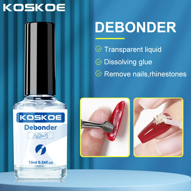 KOSKOE 10ml Glue Remove Liquid Nail Debonder Magic Remover Fake Nails Rhinestone Fast Clean Nail Degreaser For False Nail Tips