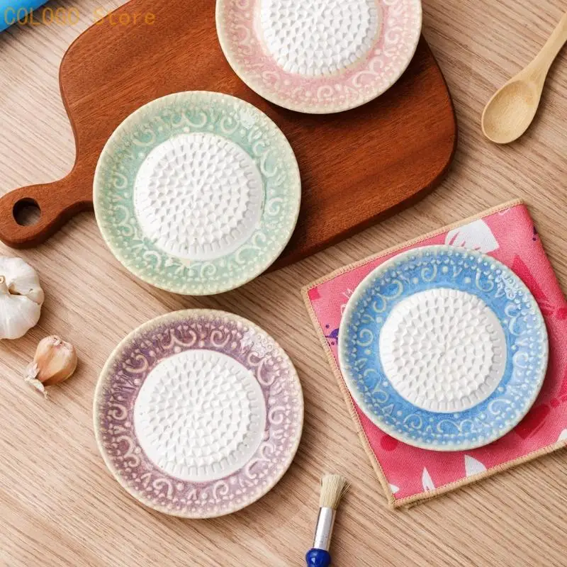 Seasoning Grinding Dish Set for Home Cooks, Manual Garlic Plate with Textured Ridges for and Flavor Mixing D0LD