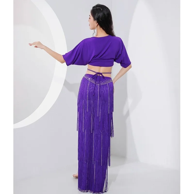 Customized Belly Dance Practice Dress Hot Diamond Tassel Inspirational Light Luxury Practice Outfit Group Performance Costume