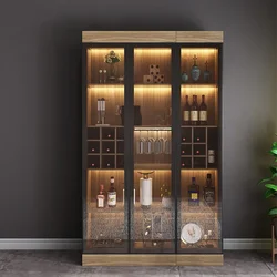 Home Furniture Wine Bar Cabinet Wine Rack Modern Glass Display Cabinet Furniture Solid Wood Wine Cabinet Display