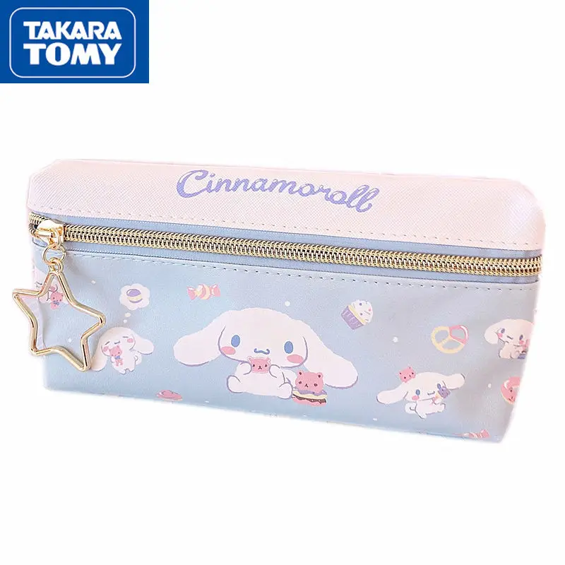 TAKARA TOMY Cartoon Hello Kitty Double Zipper Pencil Bag Student Girl Heart Increase Storage Bag