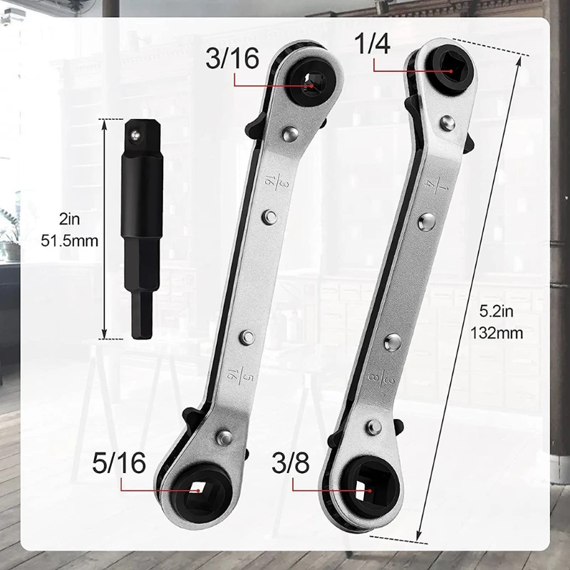 Llave trinquete Llave servicio trinquete para acondicionado con adaptador broca hexagonal