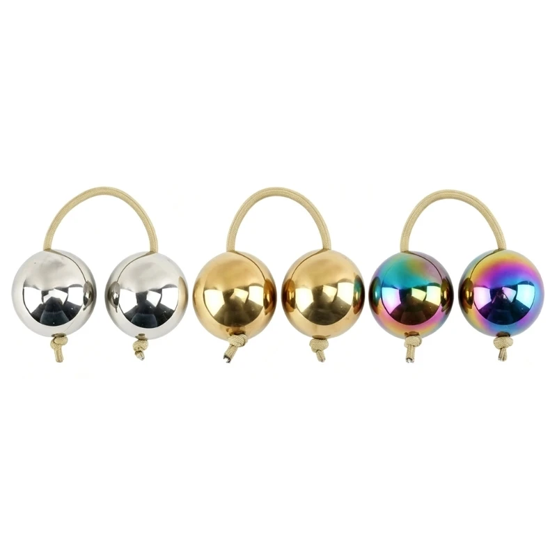 Q84C Metal Pellet Music Shaker with Connected Two-Ball Form, Handheld Percussion Instrument for Students and Performers