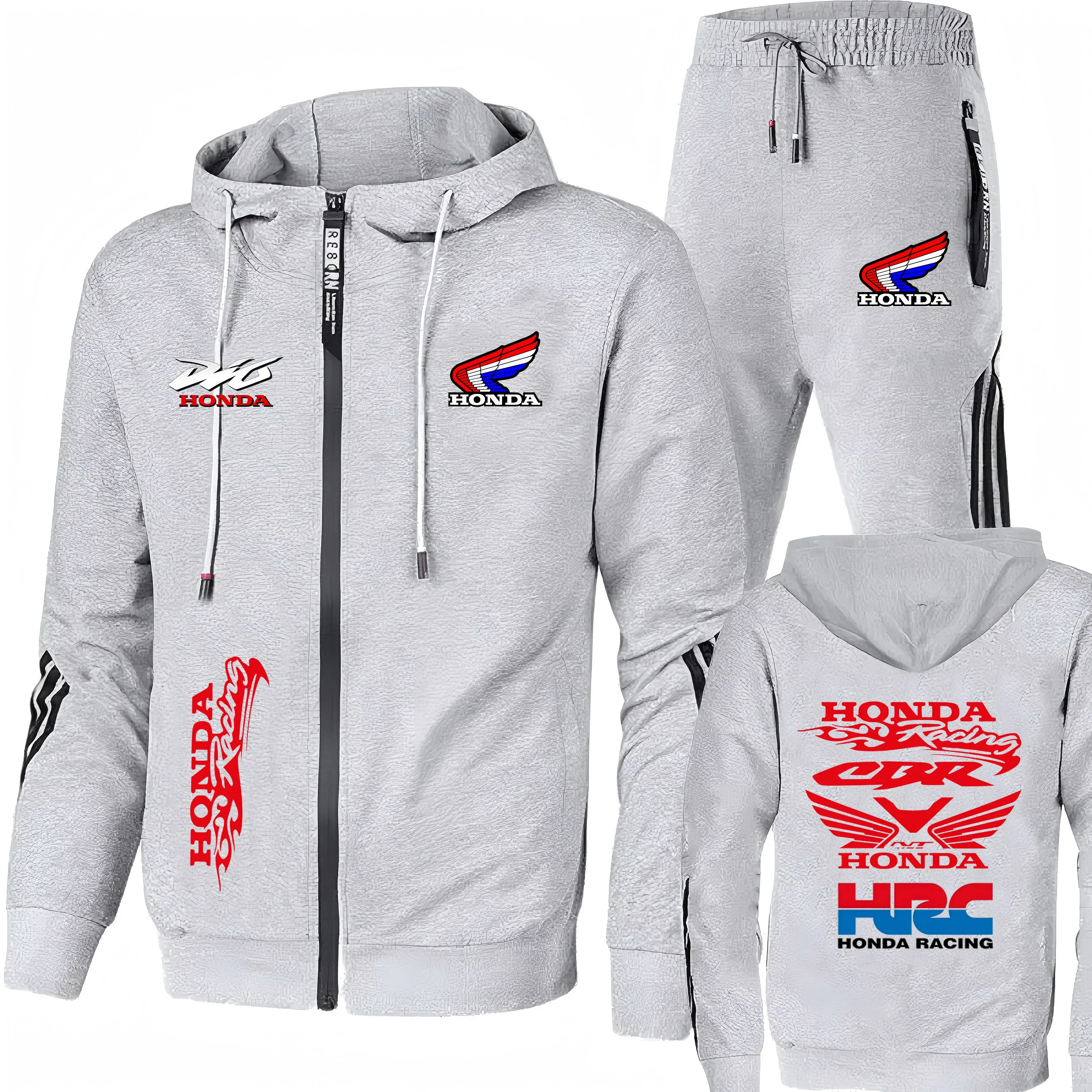

Honda Racing Men's Set, Outdoor Sports Casual Zipper Sweatshirt, Sportswear