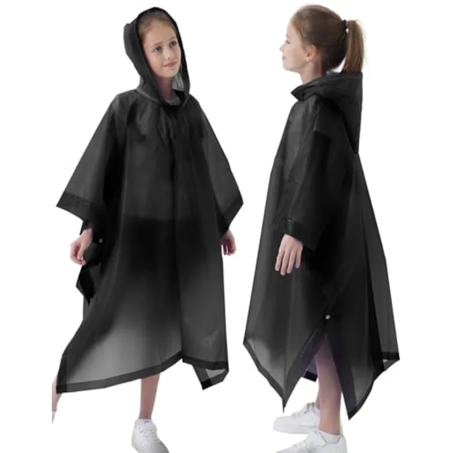 

Rain Poncho for 2 Pack Waterproof Reusable EVA Raincoat One Size Rain Jackets for,Boys and Girls