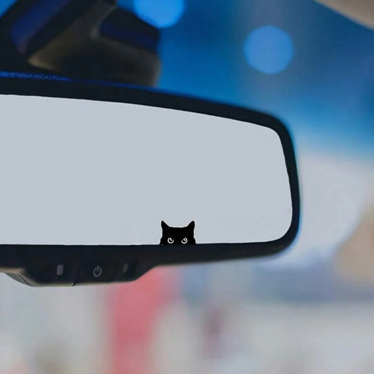 Cat Peeker Decal, Car Decal, Black Cat Peeker Sticker, Blank Button, Vinyl Decal, Car Stickers, Vinyl Stickers, Eject Sticker image 2