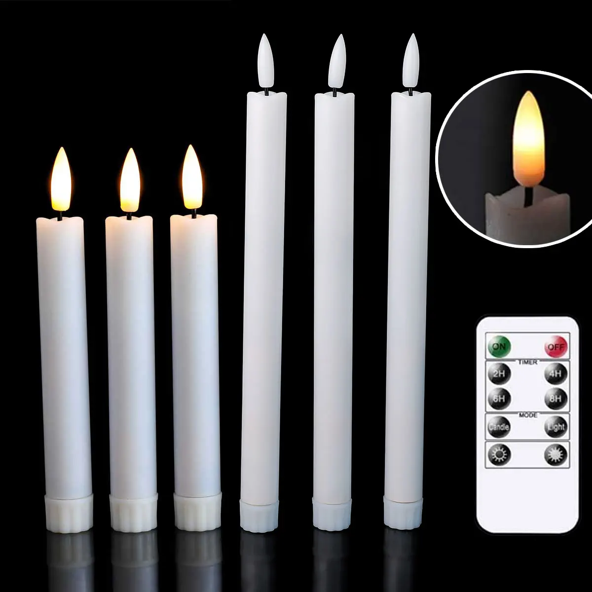 3 or 6 Pieces Warm Light Flameless LED Candles With Remote Control,Room Decorative 6.5/7/10/11 Inch Short/Long Taper Candles