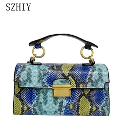 New Brand Luxury Designer Handbag Women Snake Pattern Leather Crossbody Purses Fashion Small Shoulder Bag Square Bolsa De Ombro