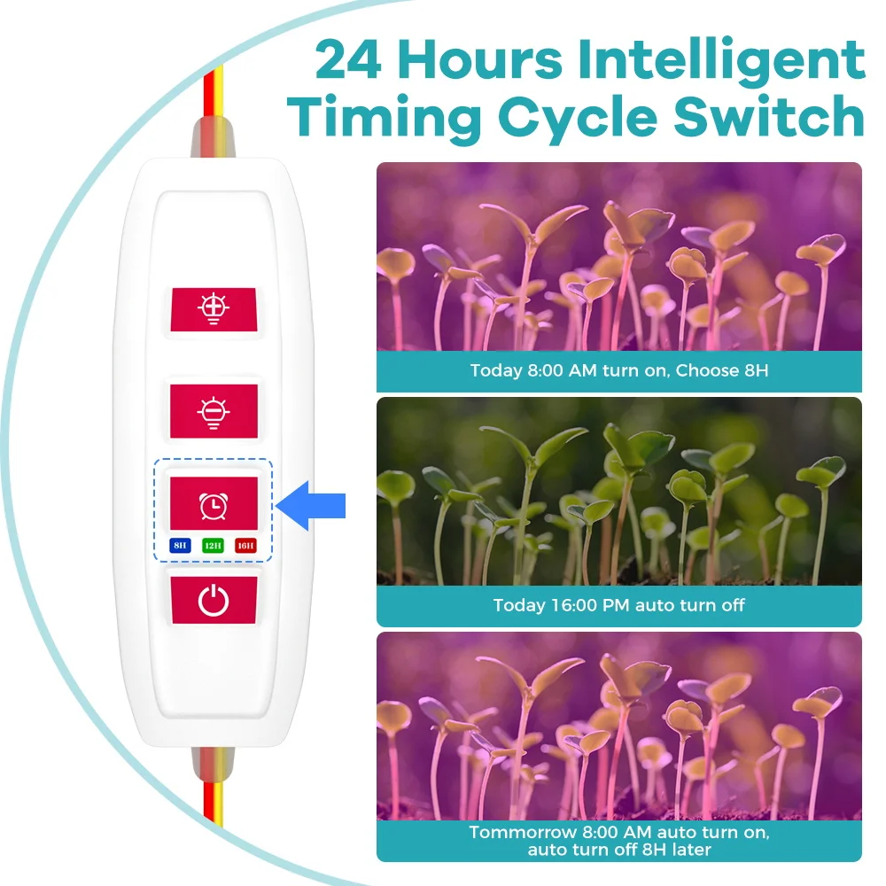 LED Plant Grow Light USB 5V Full Spectrum Hydroponic Dimmable Timer Auto On/Off Cactus Flowers Succulent Growth Cultivation Lamp