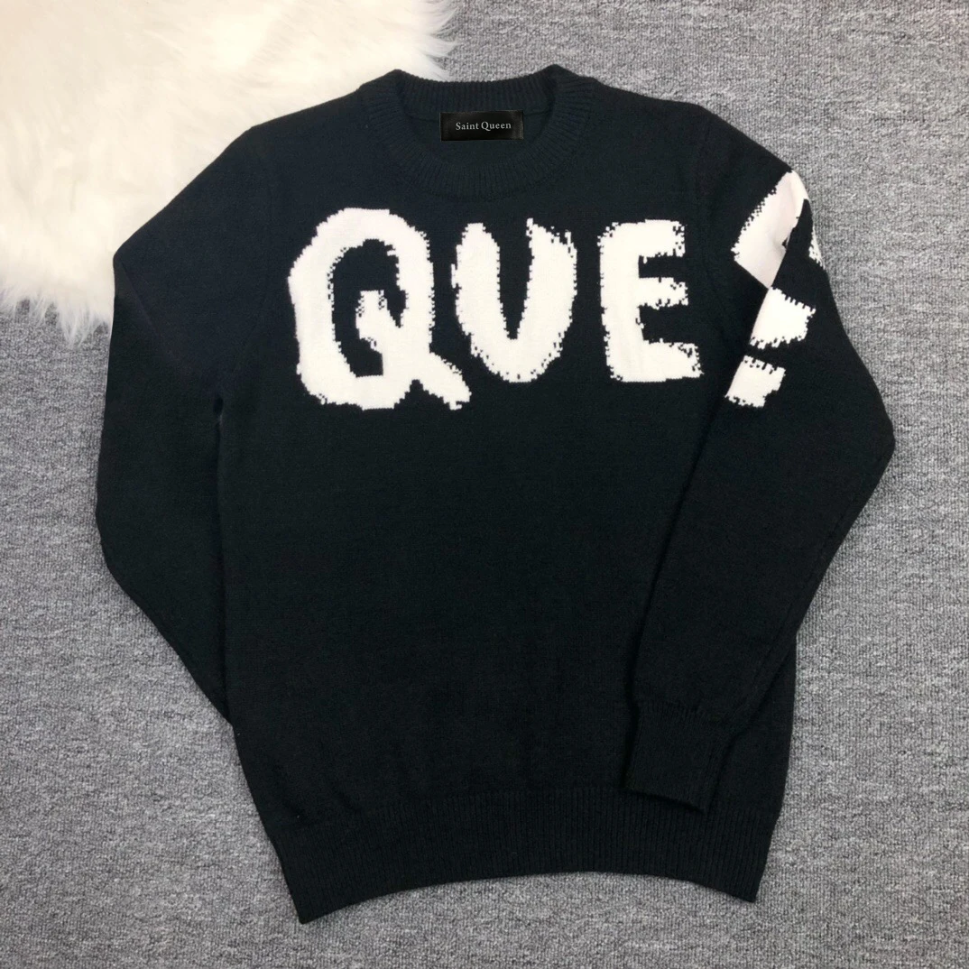 Saint Queen Knitted Sweater Autumn Winter Women Men's Pullover Warm Male Cashmere Wool Korean Knitwear Jumper for Female 9009