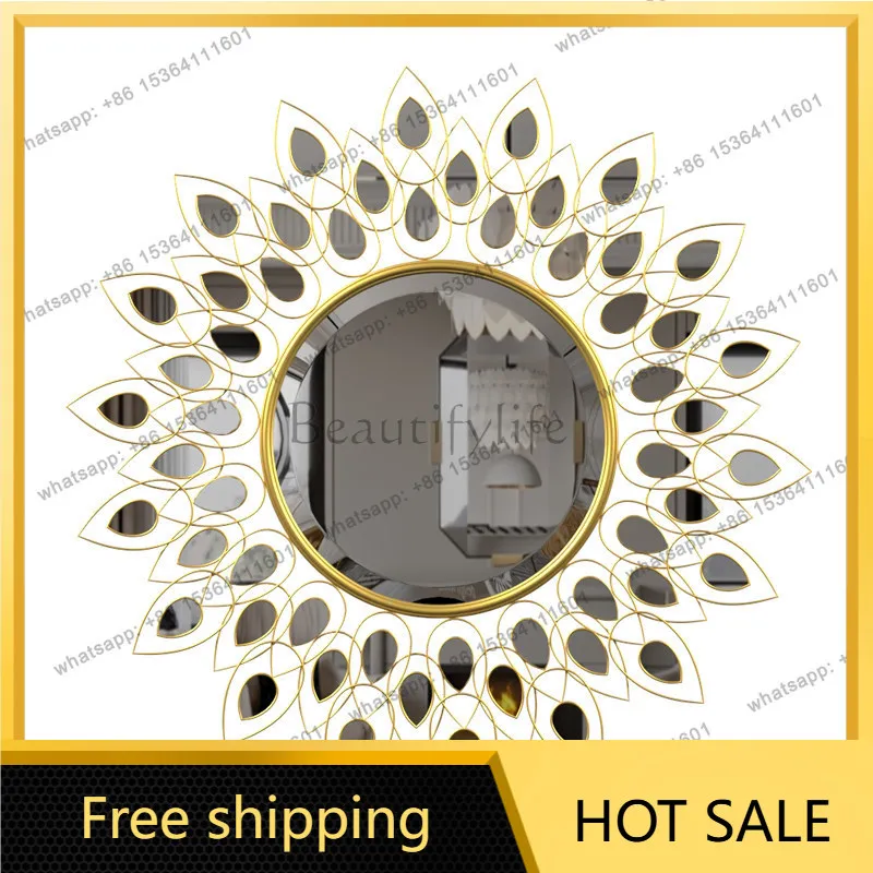 Zj. Home Furnishing Round Floor Candlestick Iron Decorative Makeup Mirror