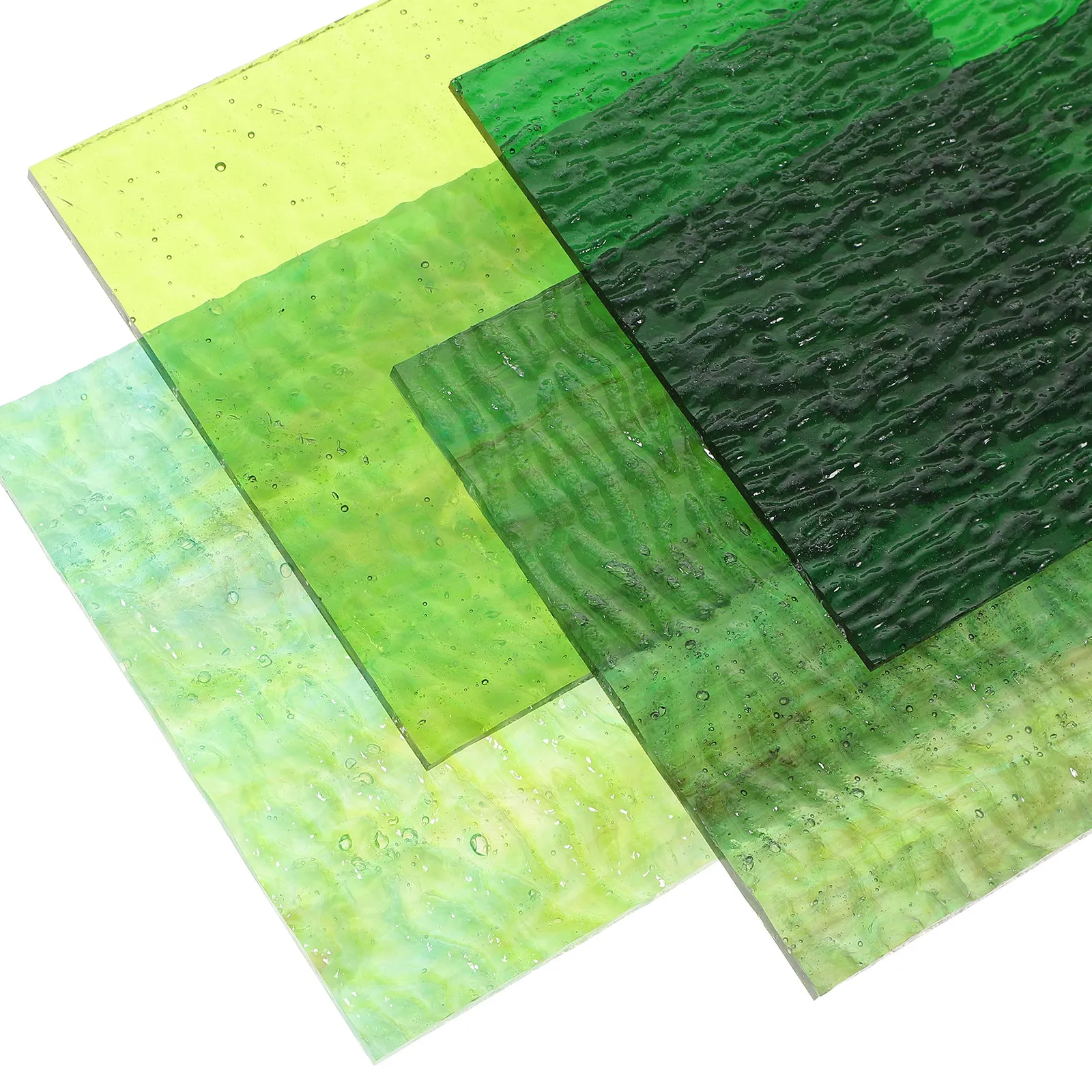

4Pcs DIY Mosaics Materials Stained Glass Sheets for Crafts Ripple Pattern Glass Pieces Decor Projects Supplies Accessories