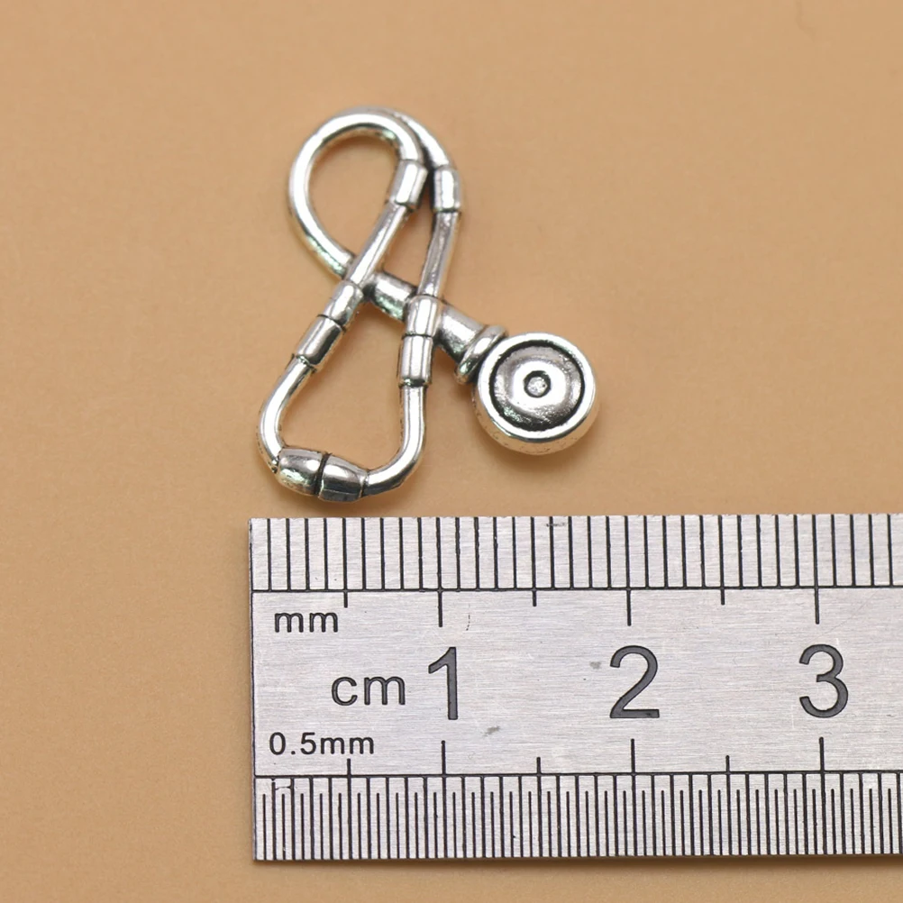 

50 Pcs Retro Alloy Jewelry Mini Charms Bracelet Stethoscope Name Small for Crafts Making Earring