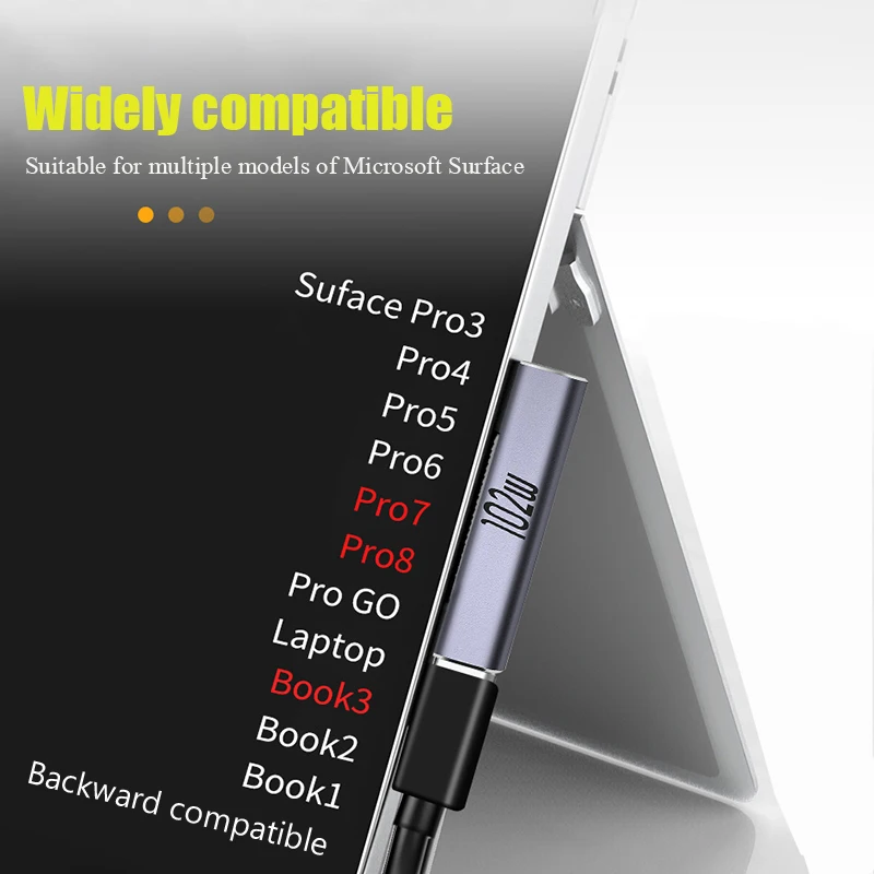 102 واط PD شحن سريع USB C محول شاحن التيار الكهربائي لمايكروسوفت السطح برو X 8 7 6 5 4 الذهاب كتاب اللوحي محول شاحن