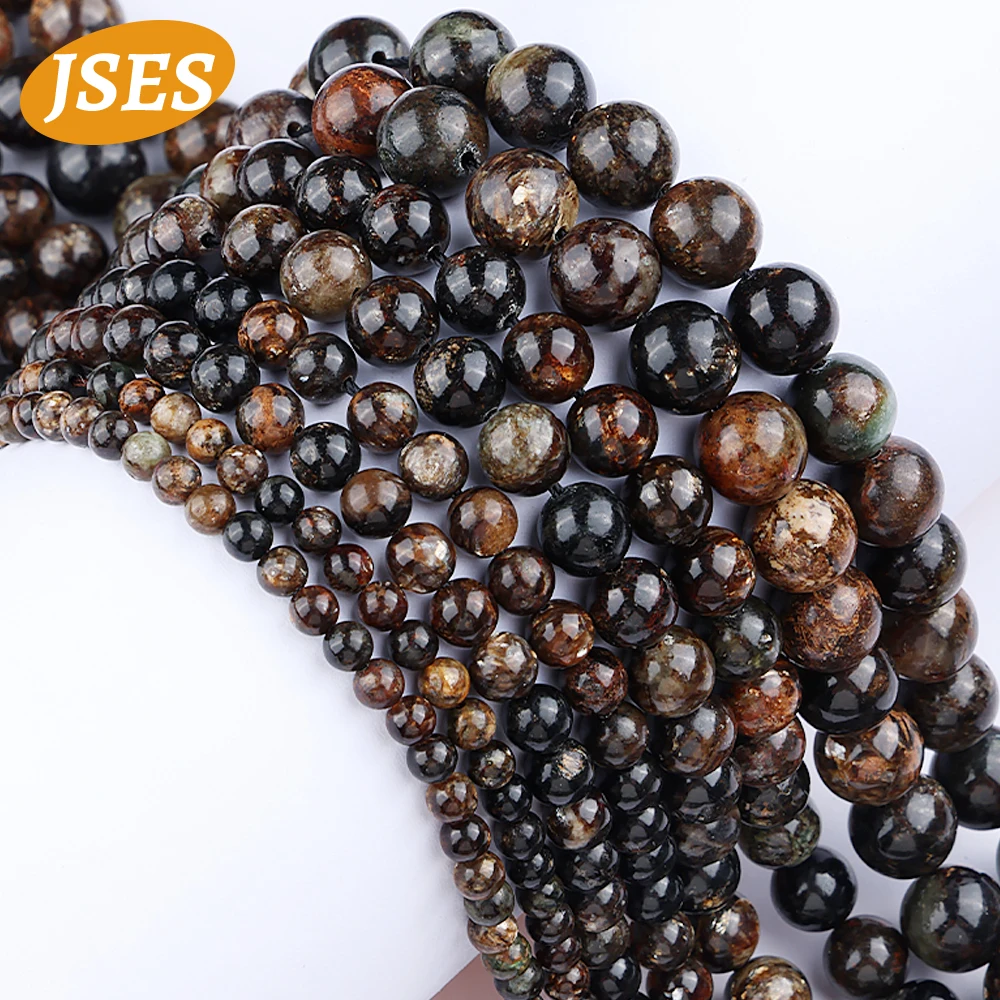 Natural Black Golden Biotite Spacer Loose Stone Beads for Jewelry Making 4/6/8/10mm Bracelet Necklace DIY Accessories 15 Inches