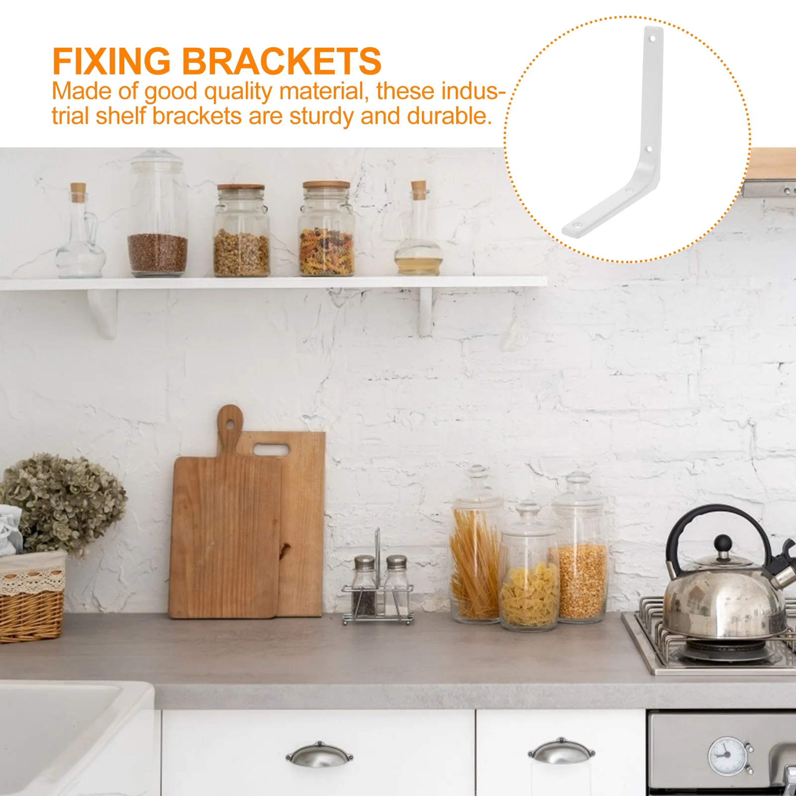 4 Pcs White 6 Inch L Shape Wall Shelf Support Bracket Heavy Duty Stainless Steel Fixing Braces Storage Rack Holder Hardware