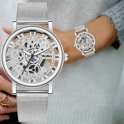 Montre à quartz de luxe décontractée pour femme, or, maille métallique, acier inoxydable, montres-bracelets pour femme, nouvelle mode, 2024