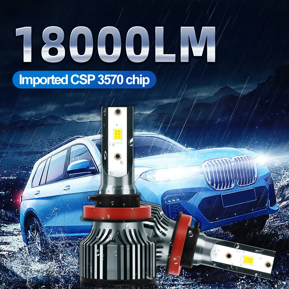 2Pcs Car Headlights H7 LED H11 9005 9006 H1 H8 H9 9140 9145 Auto Bulbs 120W 18000LM Fog Lamps 6500K 12V Led Headlamp Bulbs Turbo