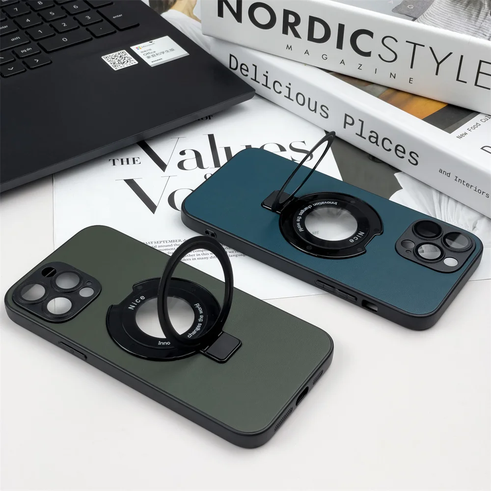 

Phone Case Magnetic Stand for iPhone 14 13 12 11 Pro Max Camera Lens Protection Glass for Magsafe Plus Magnetism No Dust