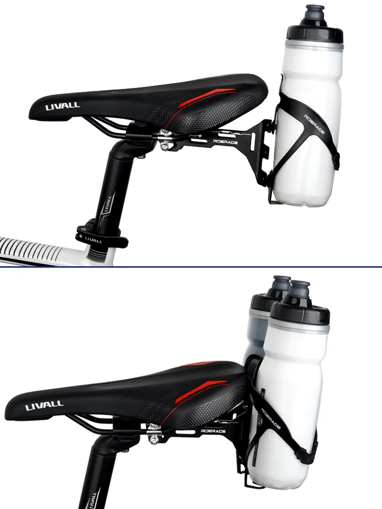AliExpress riderace Bike Water Bottle Cage Rear Saddle Dual Water Bottle Holder Ntegrated Extension Bracket Bicycle Bottle Cage Cycling Accessories