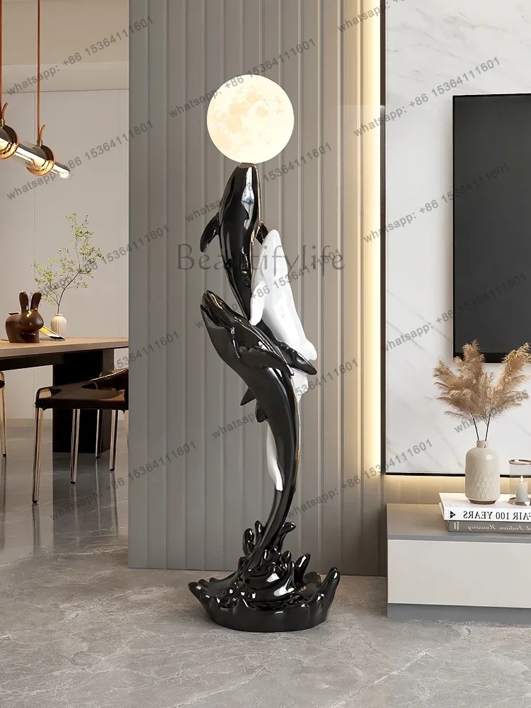 Modern Home Decor Animal Figurine Whale Sculpture Living Room Entrance Ornaments Accessories Resin Crafts Nordic Room Decoration