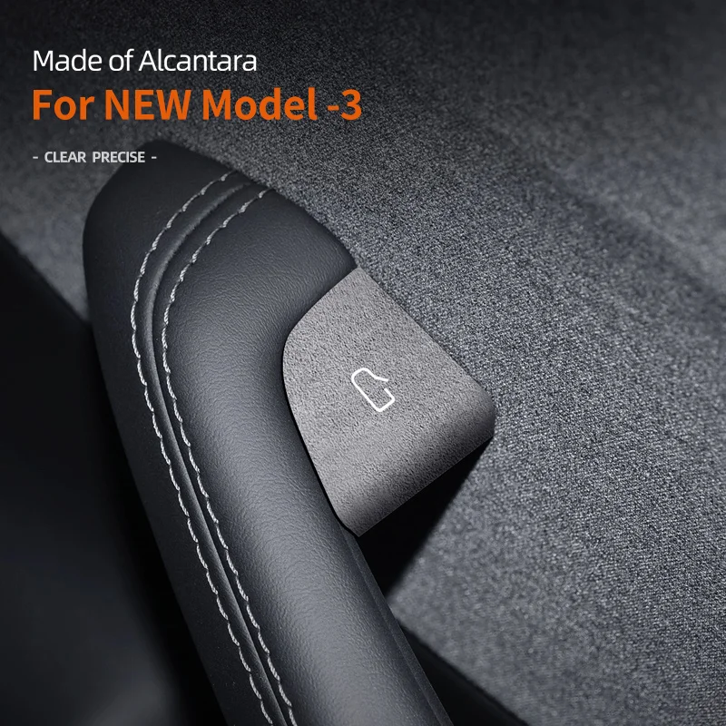 For New Model 3 + Highland 2024 car door switch button Protection Decorative Sticker Alcantara suede  Interior Accessories
