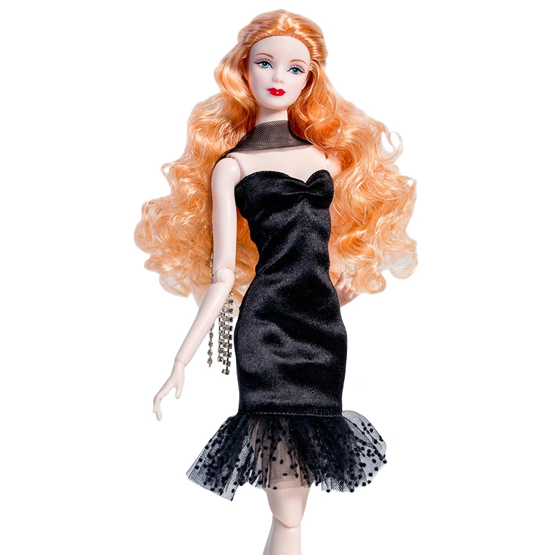 32 cm Supermodel Puppe Kleidung Anzug Europäischen Mode Klassische Kleine Schwarze Kleid Exquisite Zubehör Set DIY Spielzeug Sammler Geschenke