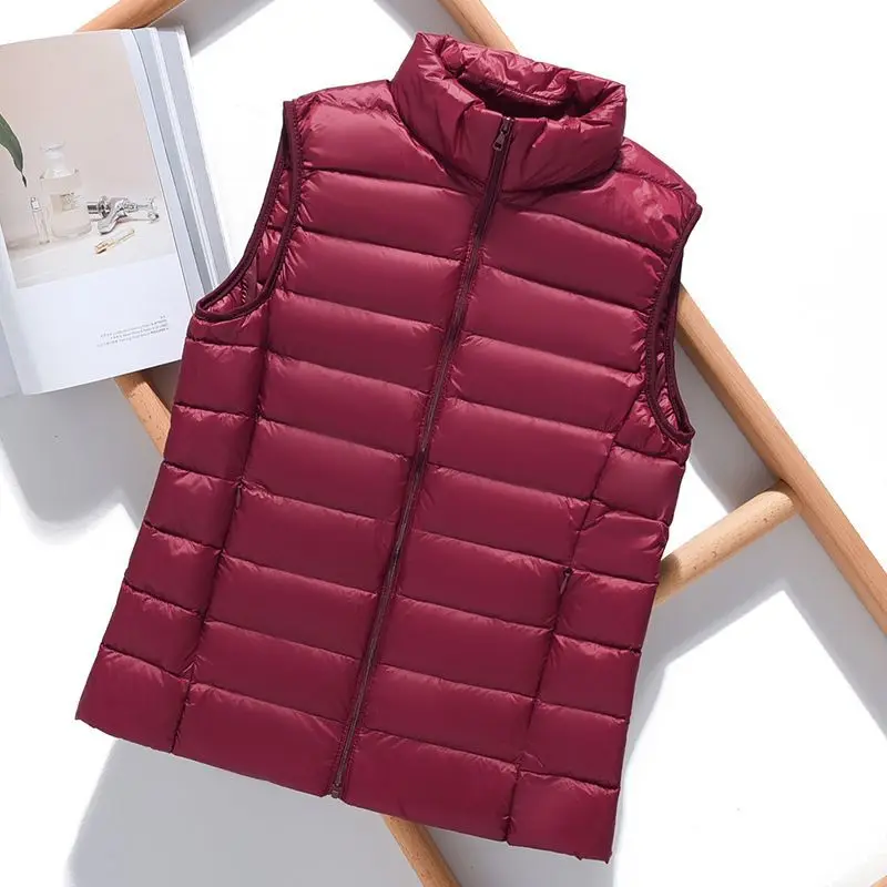 

Packable Ultra-light Sleeveless Women's Winter Down Jacket White Duck Feather Warm Waistcoat Down Vest Outerwear Coats for Woman