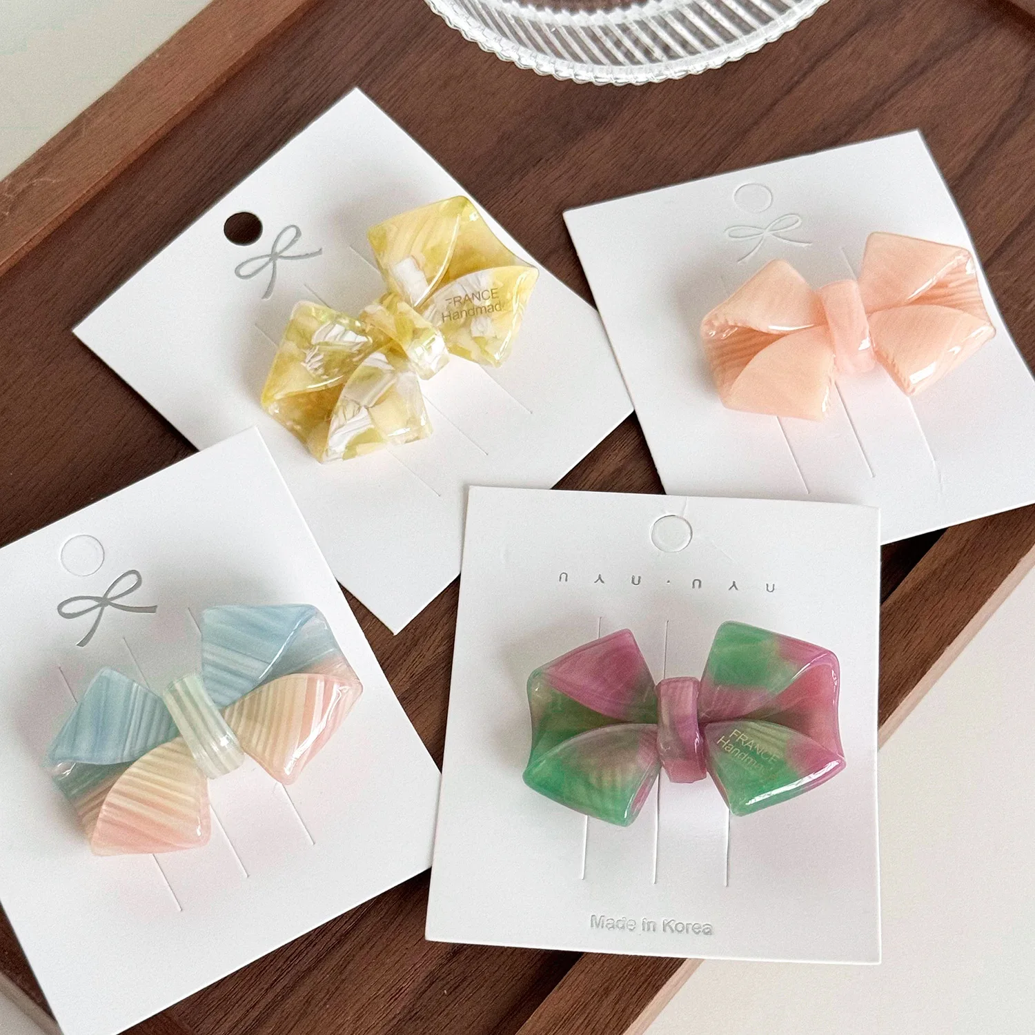 

New French Sweet Girls Elegant Cute Bow Acetate Hairpin
