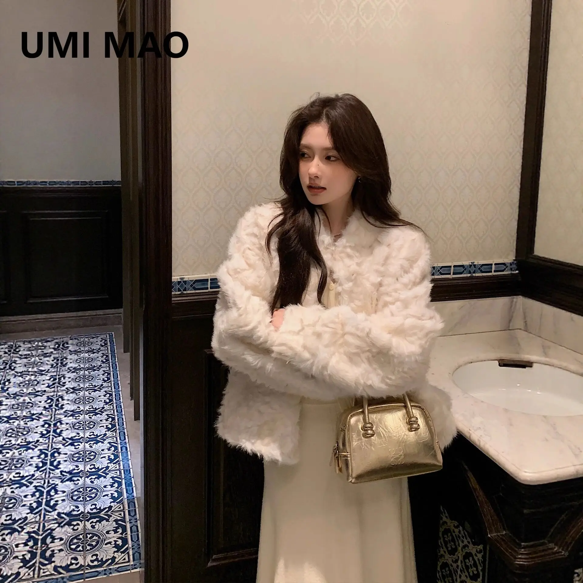UMI MAO Faux Mink Fur Eco-Friendly Fur Coat For Women Dyed Pointed Small Size Autumn Winter New Style Overcoat Jacket Femme