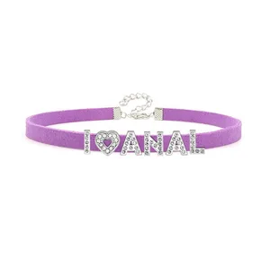 رسائل حجر الراين أنا أحب القلائد قلادة قلادة القلادة ، DIY القوطي Harajuku مخصص قلادة ، عشاق مجوهرات تأثيري ، مثير حار أفضل 8 طوق BDSM مخصص مبيعا - رقم 2